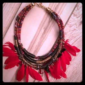 2/$15 NWOT Boho 3 layers feather necklace